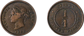 Cyprus. Victoria, 1837-1901. 1/4 Piastre, 1880, Royal mint, 2.93g (KM1.1; Fitikides 2).

Very fine.