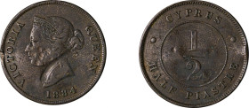 Cyprus. Victoria, 1837-1901. 1/2 Piastre, 1884, Royal mint, 5.83g (KM2; Fitikides 17).

Damaged. Good fine.