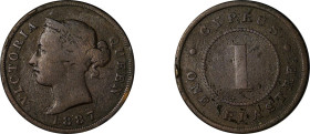 Cyprus. Victoria, 1837-1901. Piastre, 1887, Royal mint, 11.00g (KM3.2; Fitikides 33).

Fine.