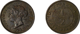 Cyprus. Victoria, 1837-1901. 1/2 Piastre, 1896, Royal mint, 5.61g (KM2; Fitikides 24).

Fine.