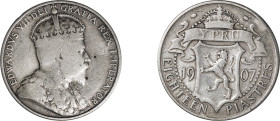 Cyprus. Edward VII, 1901-1910. 18 Piastres, 1907, Royal mint, 11.00g (KM10; Fitikides 50).

Fine.