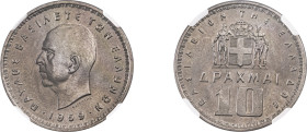 Greece. King Paul, 1947-1964. 10 Drachmai, 1959, Bern mint (KM84; Divo 116).

Graded MS65 NGC.