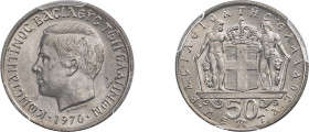 Greece. King Constantine II, 1964-1973. 50 Lepta, 1970, Bombay mint (KM88).

Graded MS66 PCGS.