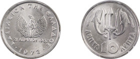 Greece. King Constantine II, 1964-1973. 10 Lepta, 1973A, Athens mint (KM102).

Graded MS67 PCGS.