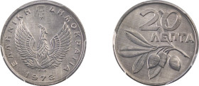 Greece. Republic, 1973-1974. 20 Lepta, 1973B, Athens mint (KM105). 

Graded MS67 PCGS.