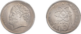 Greece. Third Republic, 1974-. 10 Drachmai, 1982, Athens mint (KM132).

Graded MS68 PCGS.