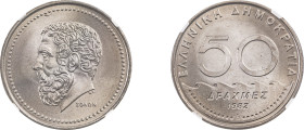 Greece. Third Republic, 1974-. 50 Drachmai, 1982, Athens mint (KM134).

Graded MS68 NGC.