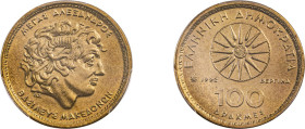 Greece. Third Republic, 1974-. 100 Drachmai, 1992, Athens mint, Alexander the Great (KM159).

Graded MS66 PCGS.