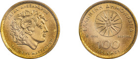 Greece. Third Republic, 1974-. 100 Drachmai, 1994, Athens mint, Alexander the Great (KM159).

Graded MS66 PCGS.