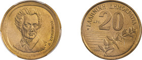 Greece. Third Republic, 1974-. 20 Drachmai, 1998, Athens mint (KM154).

Graded MS67 PCGS.