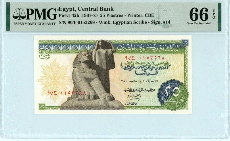 Egypt
Central Bank
25 Piastres, 1967-1975
S/N 90/F 0153268 - Sign. #14
Printer: ...