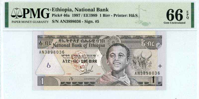 Ethiopia
National Bank
1 Birr, 1997 (EE1989)
S/N AN3898036 - Sign. #5
Printer: H...