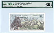 Rwanda
Banque Nationale 
100 Francs, 1-01-1978
S/N BA457306
Pick 12a

Graded Gem Uncirculated 66 EPQ PMG