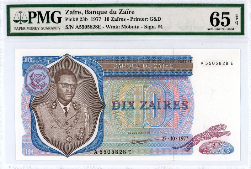 Zaïre
Banque du Zaïre
10 Zaïres, 27-10-1977
S/N A5505828E - Sign. #4
Printer: G&...