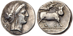 Campania, Neapolis. Silver Nomos (6.96 g), ca. 320-300 BC. VF