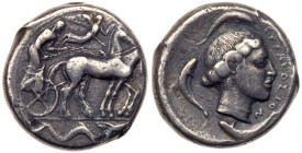 Sicily, Syracuse. Second Democracy. Silver Tetradrachm (16.91 g), 466-405 BC. F-VF