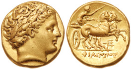 Macedonian Kingdom. Philip II. Gold Stater (8.68 g), 359-336 BC. EF