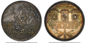 Leopold I silver "Battle of Gran (Esztergom)" Medal 1685 AU Details (Environmental Damage) PCGS, Mont-958, Julius-239. By Gottlieb Lauffer. Battle sce...