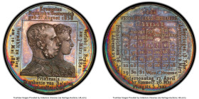 Franz Joseph I silver Specimen "Marriage of the Crown Prince Rudolph to Princess Stephanie of Belgium" Medal 1881 SP62 PCGS, Hauser-381. 37mm. Attract...