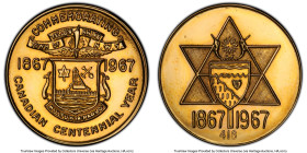"Yellowknife N.W.T. - Canadian Centennial" gold Specimen Medal 1967 SP64 PCGS, 9.30gm. Accompanied by plastic case of issue (damaged). "This medallion...