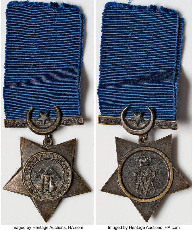Khedive's Star bronze Medal 1884-6 VF, 113mm (length; includes ribbon). 45.52gm....