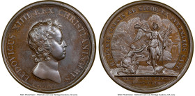 Louis XIV bronze "Battle of Llorens" Medal 1645-Dated MS65 Brown NGC, Divo-17. 41mm. By J. Mauger. LUDOVICUS XIII REX CHRISTIANISSIMUS Bust right // H...