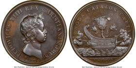 Louis XIV bronze "Roses Captured" Medal 1645-Dated MS64 Brown NGC, Divo-14. 41mm. By J. Mauger. LUDOVICUS XIII REX CHRISTIANISSIMUS Bust right // RHOD...