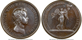 Louis XIV bronze "Defeat of Duke Maximilian at Zusmarshausen" Medal 1648-Dated MS64 Brown NGC, Divo-25. 41mm. By J. Mauger. LUDOVICUS XIIII REX CHRIST...