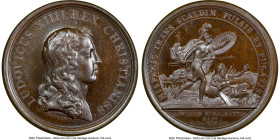 Louis XIV bronze "Conde & Maubeuge Captured" Medal 1649-Dated MS66 Brown NGC, Divo-29. 41mm. By J. Mauger. LUDOVICUS XIIII REX CHRISTIANISS Bust right...