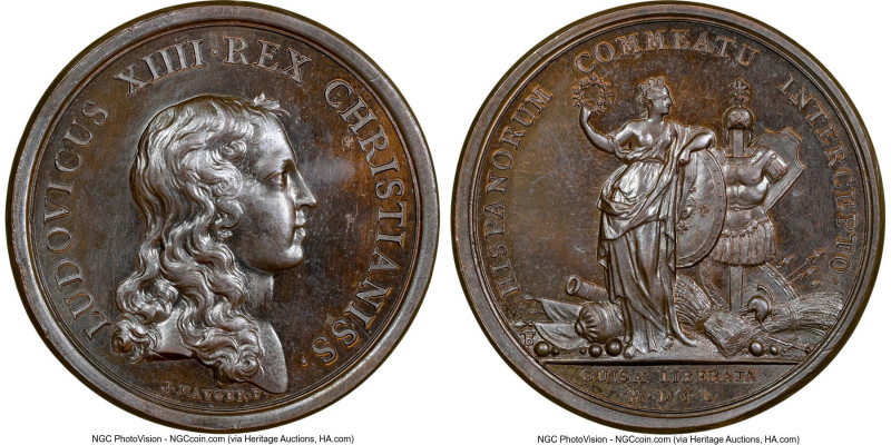 Louis XIV bronze "Siege of Guise Lifted" Medal 1650-Dated MS65 Brown NGC, Divo-3...