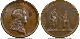 Louis XIV bronze "Coming of Age" Medal 1651-Dated MS64 Brown NGC, Divo-32. 41mm. By J. Mauger. LUDOVICUS XIII REX CHRISTIANISS Bust right // REGE LEGI...