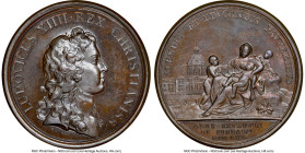 Louis XIV bronze "L'Hospital General" Medal 1656-Dated MS64 Brown NGC, Divo-42. 41mm. By J. Mauger. LUDOVICUS XIIII REX CHRISTIANISS Bust right // ALE...