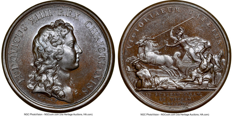 Louis XIV bronze "Flanders Captured" Medal 1658-Dated MS66 Brown NGC, Divo-52. 4...