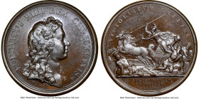 Louis XIV bronze "Flanders Captured" Medal 1658-Dated MS66 Brown NGC, Divo-52. 41mm. By J. Mauger. LUDOVICUS XIIII REX CHRISTIANISS Bust right // VICT...