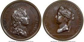 Louis XIV bronze "Marriage of Louis XIV and Marie Theresa" Medal 1660-Dated MS65 Brown NGC, Divo-57. 41mm. By J. Mauger. LUDOVICUS XIIII REX CHRISTIAN...