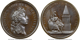 Louis XIV bronze "Rome Pyramid Constructed" Medal 1664-Dated MS66 Brown NGC, Divo-77. 41mm. By J. Mauger. LUDOVICUS XIIII REX CHRISTIANISS Bust right ...