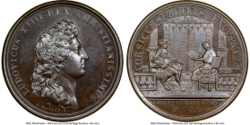 Louis XIV bronze "Audience of the Legate of Rome" Medal 1664-Dated MS66 Brown NGC, Divo-79. 41mm. By J. Mauger. LUDOVICUS XIIII REX CHRISTIANISSIMUS H...