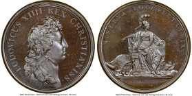 Louis XIV bronze "Industrial Arts Establishment" Medal 1664-Dated MS66 Brown NGC, Divo-81. 41mm. By J. Mauger. LUDOVICUS XIIII REX CHRISTIANISS Head r...