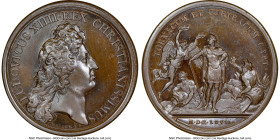 Louis XIV bronze "Tournai & Courtrai Captured" Medal 1667-Dated MS67 Brown NGC, Divo-96. 41mm. By J. Mauger. LUDOVICUS XIIII REX CHRISTIANISSIMUS Head...