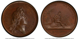 Louis XIV bronzed Restrike Specimen "Invasion of Flanders" Medal 1667-Dated SP64 PCGS, Divo-Unl. 41mm. By Mauger. LUDOVICUS XIIII REX CHRISTIANISSIMUS...