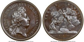 Louis XIV bronze "Besancon Captured" Medal 1668-Dated MS65 Brown NGC, Divo-104. 41mm. By Mauger. LUDOVICUS XIII REX CHRISTIANISSIMUS Head right // TER...