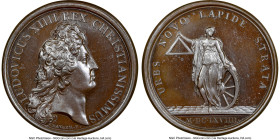Louis XIV bronze "Paris Street Modernization" Medal 1669-Dated MS66 Brown NGC, Divo-110. 41mm. By J. Mauger. LUDOVICUS XIIII REX CHRISTIANISSIMUS Head...