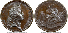 Louis XIV bronze "Bombardment of Genoa" Medal 1684-Dated MS66 Brown NGC, Divo-202. 41mm. By J. Mauger. LUDOVICUS MAGNUS REX CHRISTIANISSIMUS Head righ...