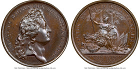Louis XIV bronze "Truce of Ratisbon" Medal 1684-Dated MS64 Brown NGC, Divo-205. 41mm. By J. Mauger. LUDOVICUS MAGNUS REX CHRISTIANISSIMUS Head right /...