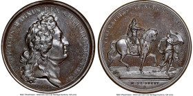 Louis XIV bronze "Louis XIV & His Travels" Medal 1685-Dated MS65 Brown NGC, Divo-208. HID09801242017 © 2023 Heritage Auctions | All Rights Reserved