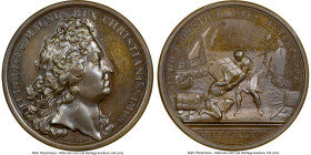 Louis XIV bronze "Capture of Trade Goods" Medal 1695-Dated MS64 Brown NGC, Divo-262. 41mm. By J. Mauger. LUDOVICUS MAGNUS REX CHRISTIANISSIMUS Head ri...