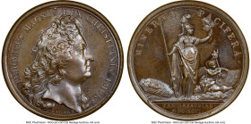 Louis XIV bronze "Peace of Savoy" Medal 1696-Dated MS64 Brown NGC, Divo-265. 41mm. By J. Mauger. LUDOVICUS MAGNUS REX CHRISTIANISSIMUS Head right // M...