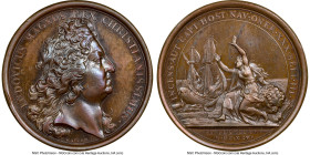 Louis XIV bronze "Defeat of Dutch Flotilla at Texel" Medal 1696-Dated MS63 Brown NGC, Divo-263. 41mm. By J. Mauger. LUDOVICUS MAGNUS REX CHRISTIANISSI...