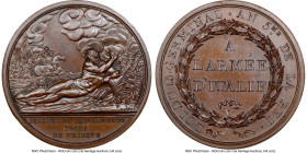 Napoleon bronze "Capture of Trieste" Medal 1797-Dated MS64 Brown NGC, Julius-546. 43mm. By Lavy. River God with his urn, French troops behind chasing ...