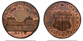 Somersetshire. copper "Bath" 1/2 Penny Token ND (c.1790) MS64 Red and Brown PCGS, DH-64. Includes an old collector's ticket. HID09801242017 © 2023 Her...